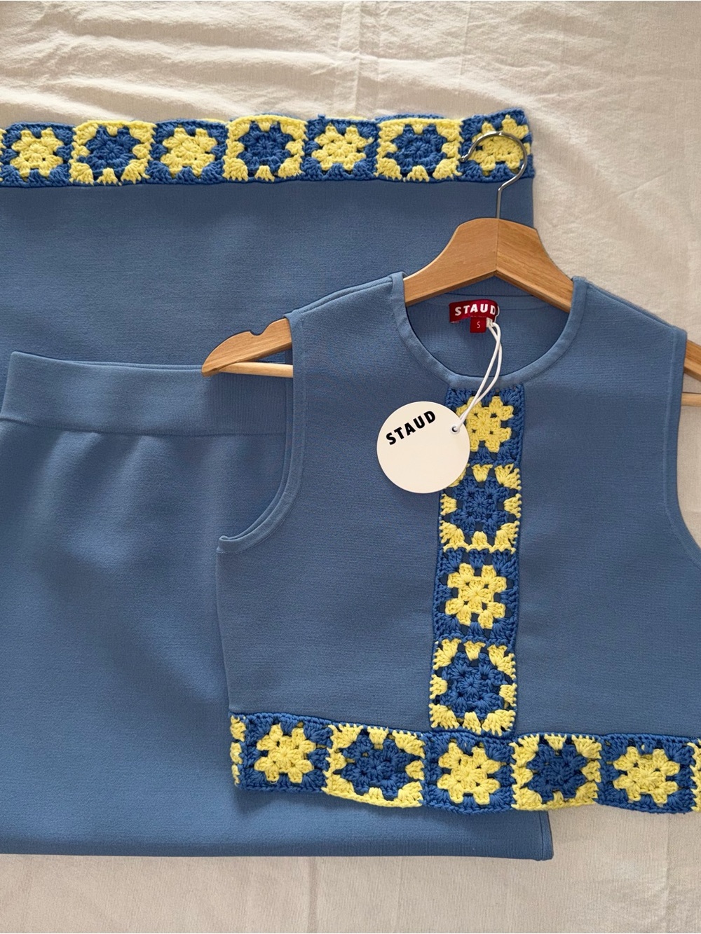 STAUD matching set with Yellow Crochet Trim